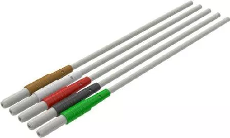 3M ECG Cable Leadwire 3M Red Dot DIN, 5 Lead, 24 Inch Snap, Black / White / Green, Brown - M-235368-1252 | ST/1