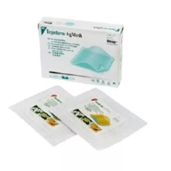 3M Medical Products Dressing Mesh Tegaderm Ag Silver 2x2" Sterile LF 5/Bx, 4 BX/CA (90500)