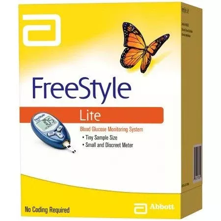 Abbott Blood Glucose Meter FreeStyle Lite 5 Second Results Stores Results 7 , 14 and 30 Day Averaging No Coding Required - M-835633-4893 | Case of 4