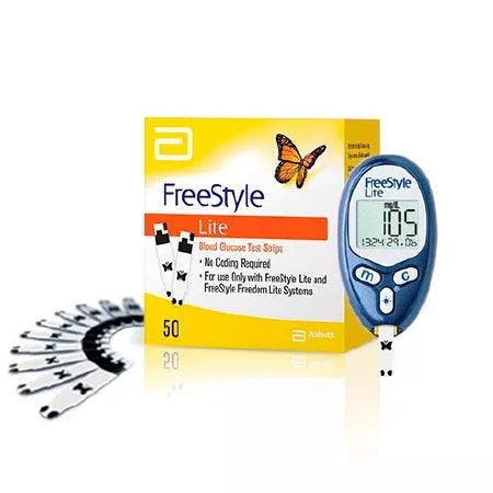 Abbott Blood Glucose Test Strips FreeStyle Lite 100 Strips per Box Tiny sample size only 0.3 µL For Freestyle LiteMonitor System - M-416634-1768 | Each