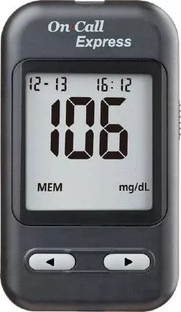 Acon Laboratories Blood Glucose Meter On Call Express 4 Second Results Stores Up To 300 Results with Date and Time No Coding Required - M-962516-2678 | Case of 24