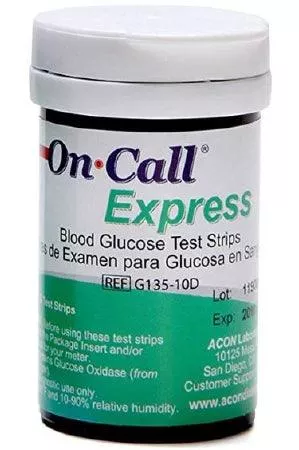 Acon Laboratories Blood Glucose Test Strips On Call Express 50 Strips per Vial No Coding Required For On Call Express Blood Glucose Monitor - M-1148290-4326 | Case of 10000