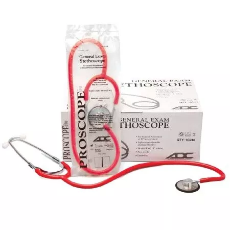 American Diagnostic Corp Classic Stethoscope Proscope 660 Red 1-Tube 22 Inch Tube Single Head Chestpiece - M-1083505-1125 | Case of 50