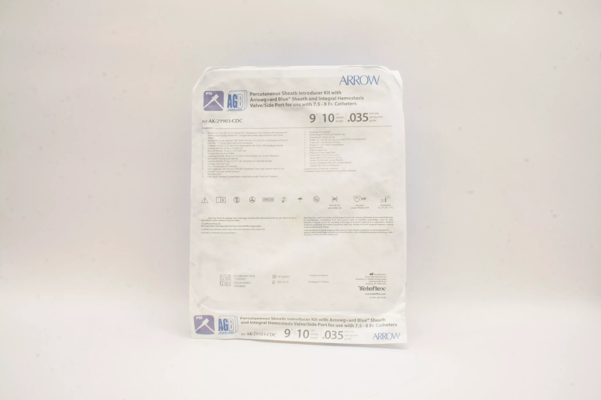 Arrow AK-29903-CDC AGB Percutaneous Sheath Introducer Kit 9Fr