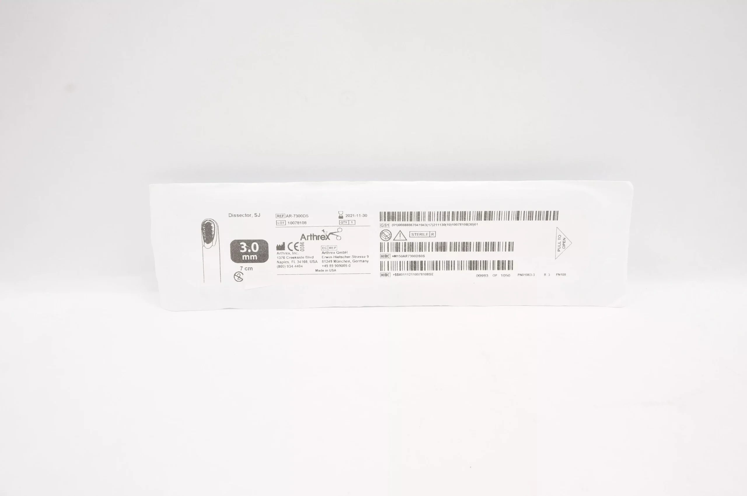 Arthrex AR-7300DS Dissector, SJ 3.0mm x 7cm (x)