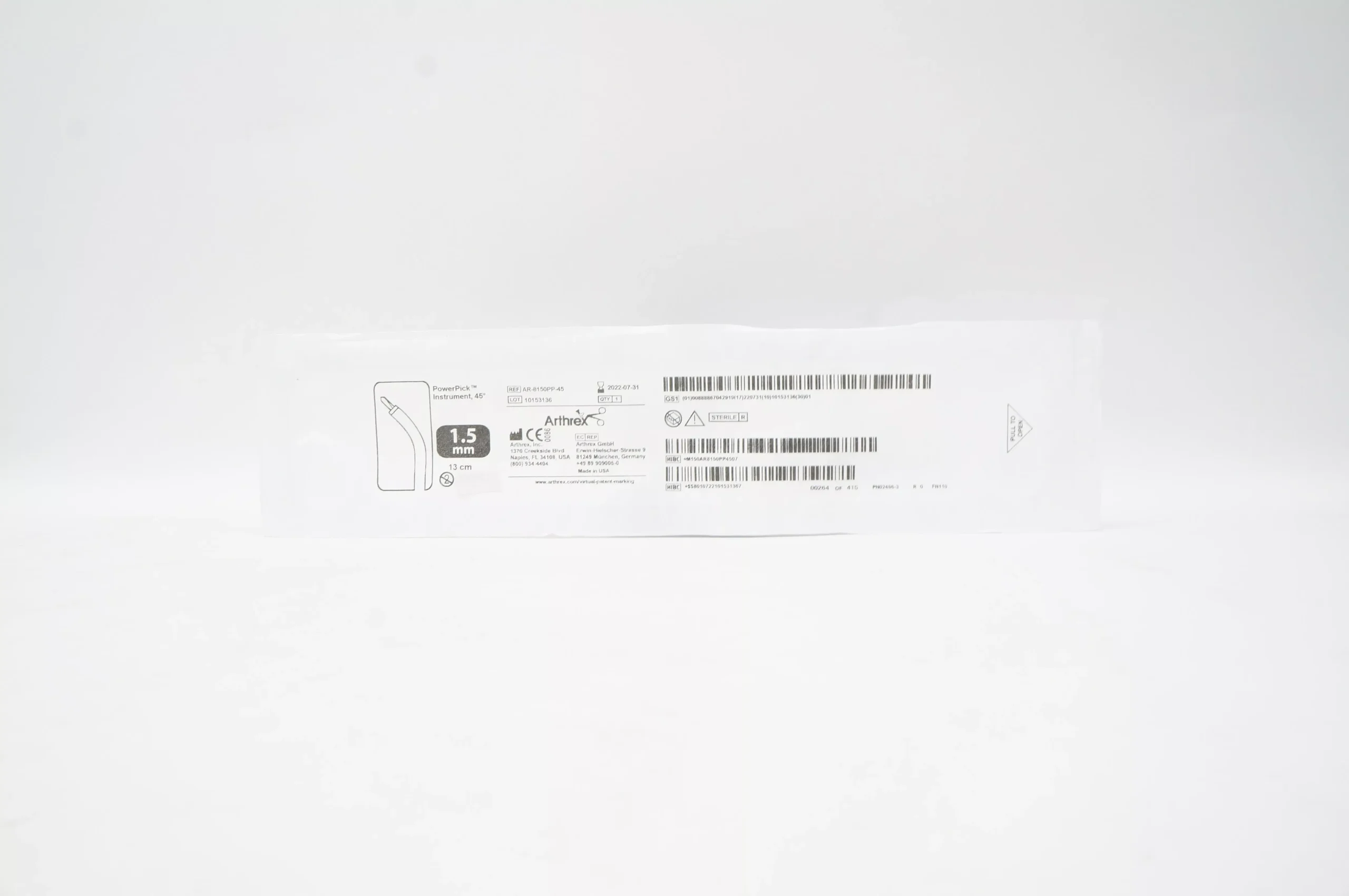 Arthrex AR-8150PP-45 PowerPick Instrument, 45 Degree 1.5mm