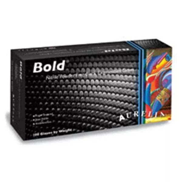 Aurelia Gloves Exam Bold Powder-Free Nitrile Latex-Free Md Black 100/Bx, 10 BX/CA (73997)