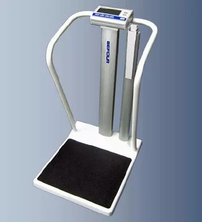 Befour Column Scale with Handrail Befour Digital Display 1000 lbs. / 474 kg Capacity Black / Silver / White Battery Operated - M-1129001-1531 | Each