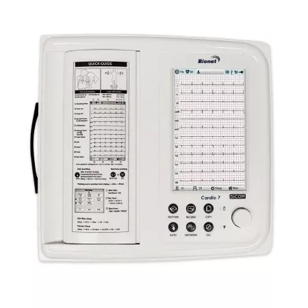 Bionet America ECG System Cardio 7 100 to 240 VAC, 2-1 A, 50 to 60 Hz Input, 60 VA max Output, Rechargeable Lithium Ion Battery 7 Inch TFT Wide LCD Display - M-930180-1076 | Each