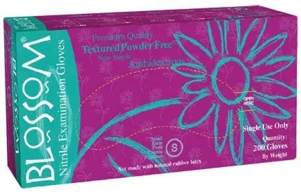 Blossom/Mexpo Gloves Exam Blossom PF Nitrile Latex-Free Lg Light Blue 10/Ca
