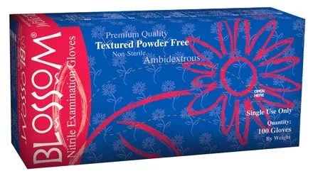Blossom/Mexpo Gloves Exam Blossom PF Nitrile Latex-Free Md Dark Blue 1000/Ca