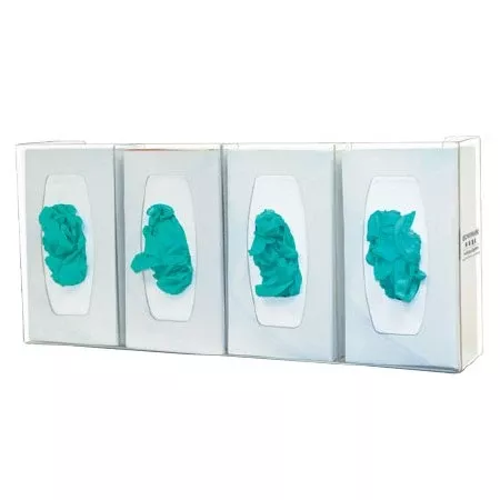 Bowman Manufacturing Glove Box Holder Quad with Dividers Horizontal or Vertical Mounted 4-Box Capacity White 3.81 X 10.00 X 21.19 Inch Powder-Coated Metal - M-1029331-1546 | Each