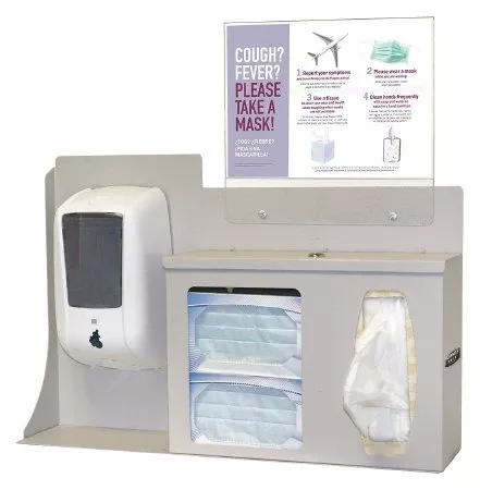 Bowman Manufacturing Hygiene Dispensing Station BOWMAN Surface Mount Quartz Beige 5.14 X 17.90 X 23.04 Inch Aluminum / PETG Plastic - M-1006673-3931 | Each