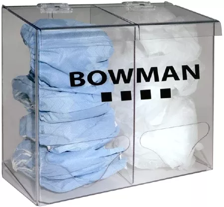 Bowman Manufacturing PPE Dispenser BOWMAN Wall Mount 2-Compartment Clear 5.78 X 11.13 X 12.27 Inch PETG Plastic - M-551534-4100 | Each