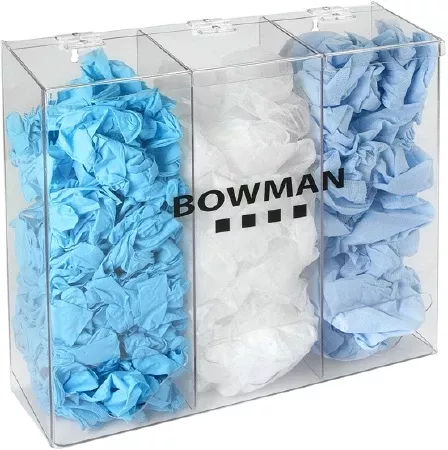 Bowman Manufacturing PPE Dispenser BOWMAN Wall Mount 3-Compartment Clear 5.77 X 17.08 X 18.40 Inch PETG Plastic - M-442887-4465 | Each