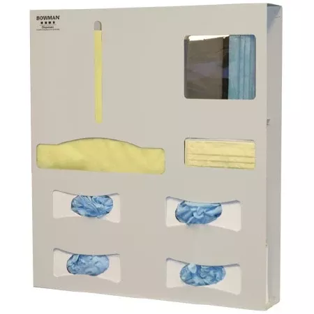 Bowman Manufacturing Protective Apparel Dispenser Wall or Door Mounted 7-Compartment Beige 4-9/16 X 22-3/4 X 25-5/8 Inch Aluminum - M-1119052-3187 | Each
