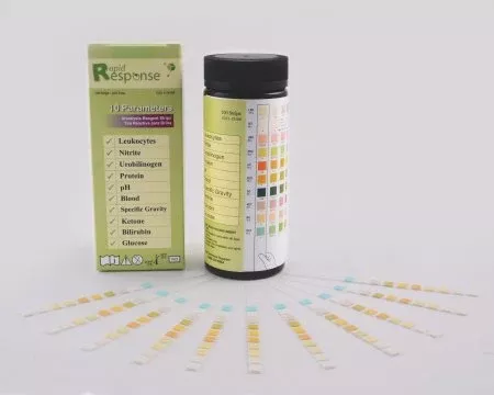 BTNX Regent Strips Rapid Response Bilirubin, Blood, Glucose, Ketones, Leukocytes, Nitrite, pH, Protein, Specific Gravity, Urobilinogen 100 per Bottle - M-920581-4606 | Box of 100