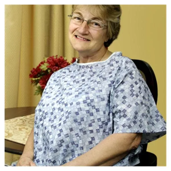 Calderon TextilesGown Bariatric Poly/Ctn Unsx Blu Bskt Wv Ovrlp Adlt 12/Ca