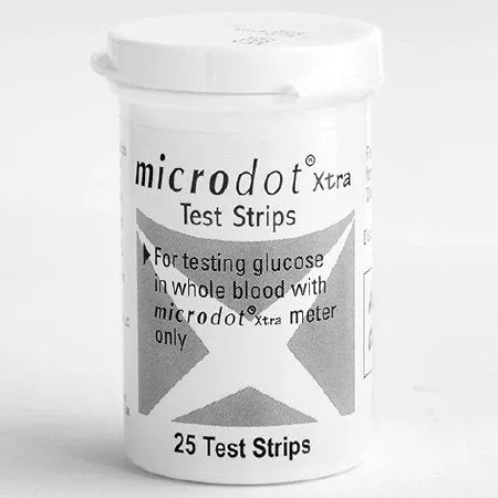 Cambridge Sensors USA Blood Glucose Test Strips Microdot 25 Strips per Bottle Strip contains the enzyme glucose dehydrogenase For Microdot Meters - M-1092430-3835 | Case of 150