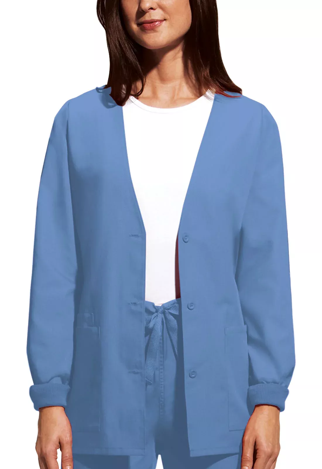 Cherokee Workwear Jacket Cardigan Cherokee Workwear Womens Grape X-Small Ea