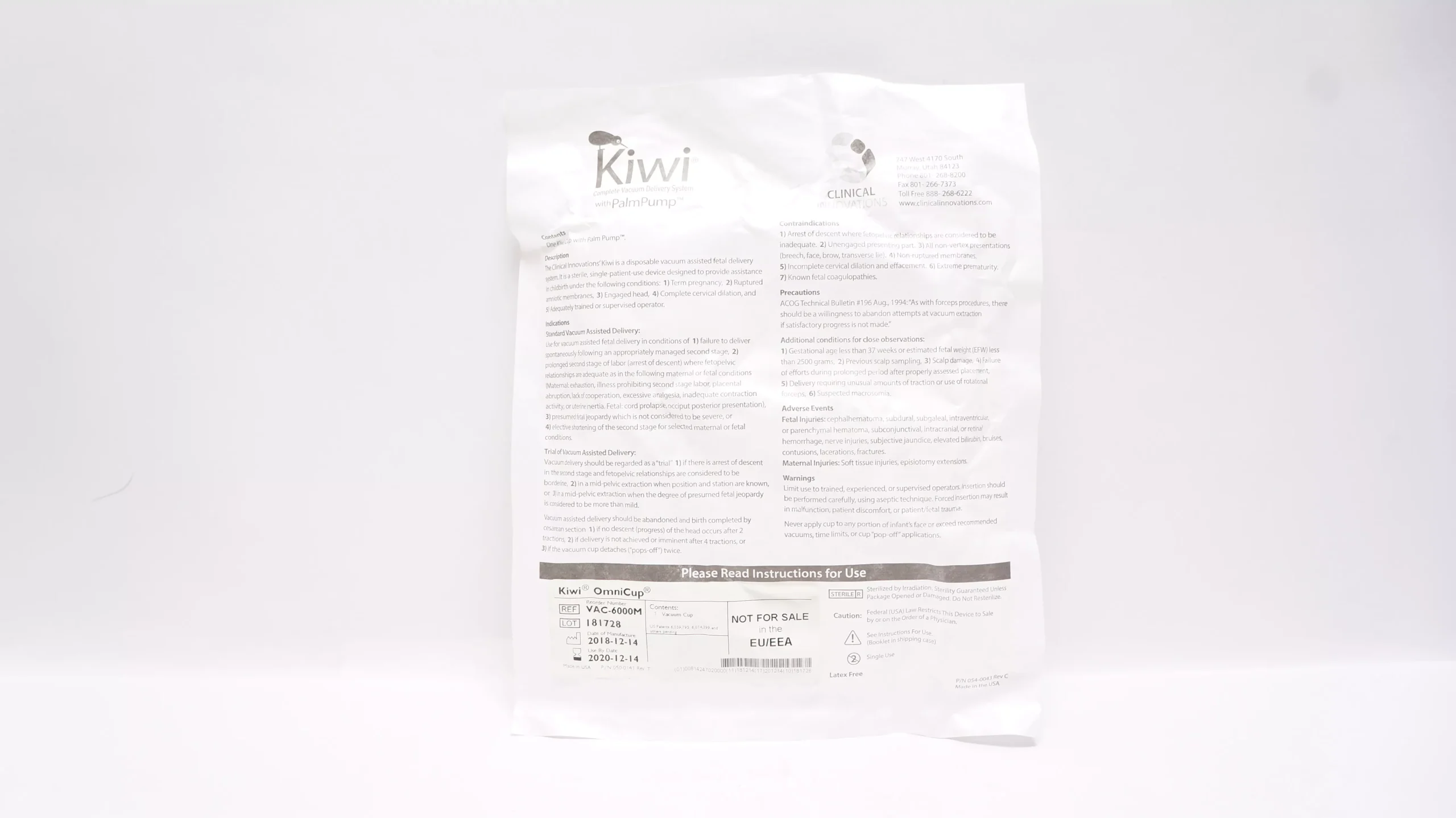 Clinical Innovations VAC-6000M Kiwi OmniCup Complete Vacuum Cup w/PalmPump (x)