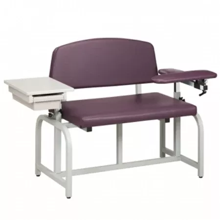 Clinton Industries Blood Drawing Chair with Drawer Lab X Series Bariatric Single Adjustable Flip Up Armrest Black - M-975814-3074 | Each
