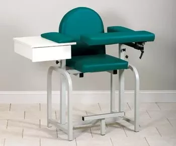 Clinton Industries Blood Drawing Chair with Drawer Lab X Series Extra Tall Single Adjustable Flip Up Armrest Slate Blue - M-942720-2710 | Each