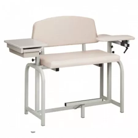Clinton Industries Blood Drawing Chair with Drawer Lab X Series Extra Tall / Wide Single Adjustable Flip Up Armrest Dove Gray - M-979014-2337 | Each