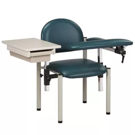 Clinton Industries Blood Drawing Chair with Drawer SC Series Single Adjustable Flip Up Armrest Royal Blue - M-977035-4566 | Each