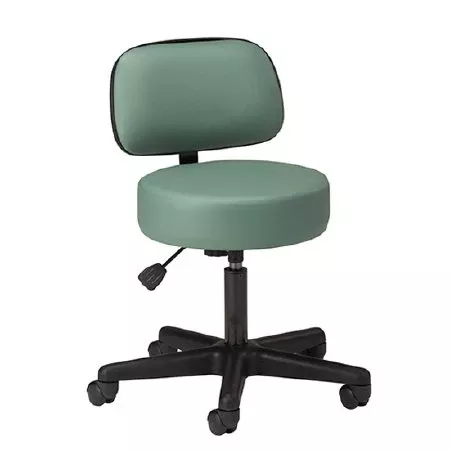Clinton Industries Exam Stool Standard Series Upholstered Back Pneumatic Height Adjustment 5 Casters Black - M-836147-4861 | Each