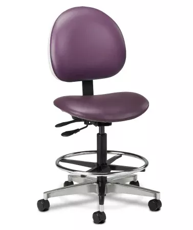 Clinton Industries Lab Stool Upholstered Back Pneumatic Cylinder Height Adjustment 5 Casters Warm Gray - M-951210-4688 | Each