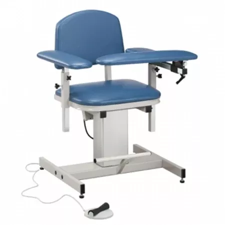 Clinton Industries Power Blood Drawing Chair Power Series Single Adjustable Flip Up Armrest Wedgewood Blue - M-992929-4035 | Each