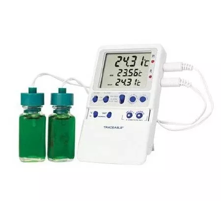 Cole-Parmer Inst. Digital Refrigerator Thermometer with Alarm Traceable Fahrenheit / Celsius -58° to +158°F (-50° to +70°C) 2 Bottle Probes - M-907577-2538 | Each