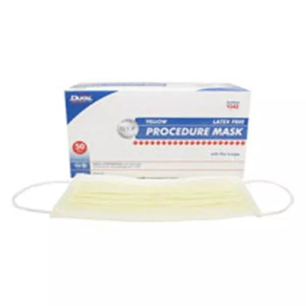 Dukal oration Face Mask Earloop Surgical Fluid Resistant Yellow 50/Bx, 6 BX/CA (1542)