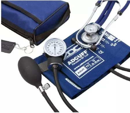 Dynarex Aneroid Sphygmomanometer Combo Kit Pocket Style Hand Held Adult Size Nylon Cuff Single Head Stethoscope - M-827012-3227 | Case of 10