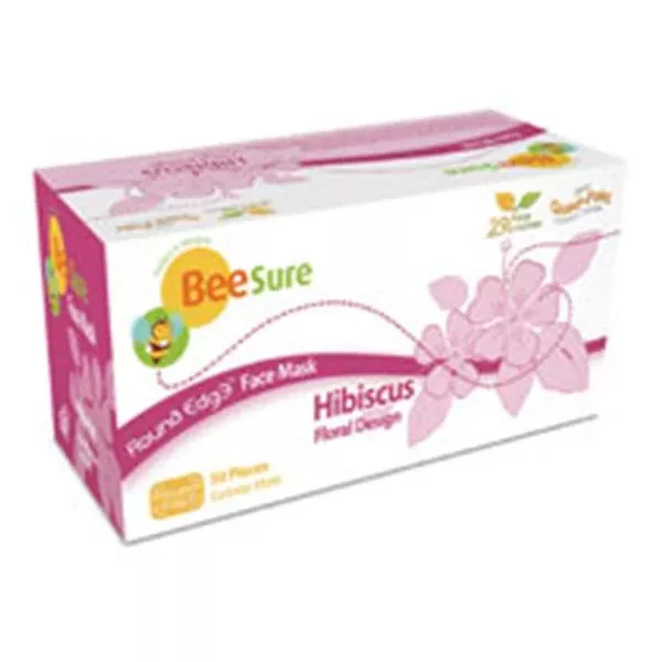 EcoBee Face Mask Earloop BeeSure Floral Design Fld Rstnt Hbscs 50/Bx, 8 BX/CA (2300)