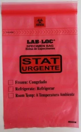 Elkay Plastics Specimen Transport Bag with Document Pouch Lab-Loc 6 X 9 Inch LDPE Zip Closure Biohazard Symbol / Storage Instructions NonSterile - M-978547-4865 | Case of 1000