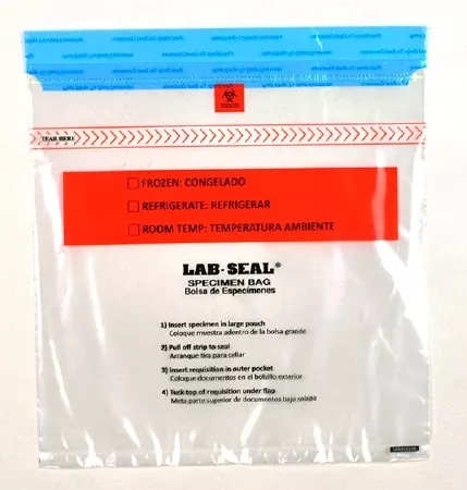 Elkay Plastics Specimen Transport Bag with Document Pouch Lab-Seal Tamper-Evident 10 X 10 Inch LDPE Adhesive Closure Biohazard Symbol / Storage Instructions NonSterile - M-978526-2135 | Case of 1000