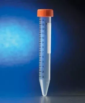 Fisher Scientific Corning Centrifuge Tube Conical Bottom Plain 17 X 119 mm 15 mL Orange Plug Seal Cap Polyethylene Terephthalate (PET) Tube - M-639854-4805 | Case of 500