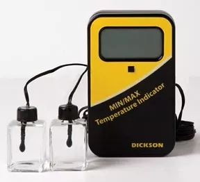 Fisher Scientific Digital Vaccine Thermometer with Alarm Dickson Fahrenheit / Celsius -58° to +158°F (-50° to +70°C) 2 Glycol Bottle Probes Desk / Wall / Door Mount Battery Operated - M-784955-2767 | Each