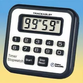 Fisher Scientific Electronic Stop Watch / Timer 1 Channel, Magnetic Back Traceable 100 Minutes LCD Display - M-349255-2703 | Each