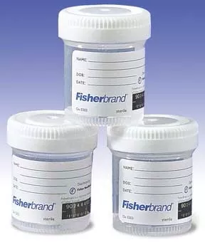 Fisher Scientific Specimen Container with Temperature Strip Fisherbrand Polypropylene 60 mL (2 oz.) Screw Cap Patient Information NonSterile - M-633976-2371 | Case of 500