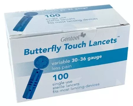 Genteel LLC Lancet Genteel Butterfly Lancet Needle Multiple Depth Settings 30 to 36 Gauge Push Button Activated - M-1122700-3600 | Case of 20