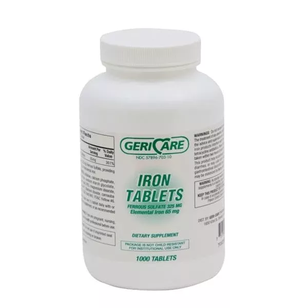 Geri-Care Pharmaceuticals Iron Vitamin/Supplement Ferrous Sulfate/Iron Tab 325mg 1000/Bt