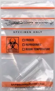 Globe Scientific Specimen Transport Bag with Document Pouch 6 X 9 Inch Polyethylene Zip Closure Biohazard Symbol / Storage Instructions NonSterile - M-855214-1795 | Case of 10