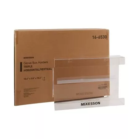 Glove Box Holder McKesson Horizontal or Vertical Mounted 3-Box Capacity Clear 3-1/8 X 10-1/4 X 15-1/4 Inch Plastic - M-519596-1451 | Case of 4