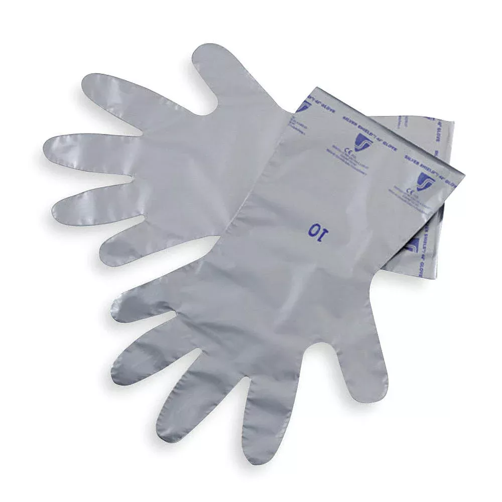 Grainger Gloves Chem Rstnt PE/Ethln Vnl Alc 16" 11 Slvr/Orng 10/Pk