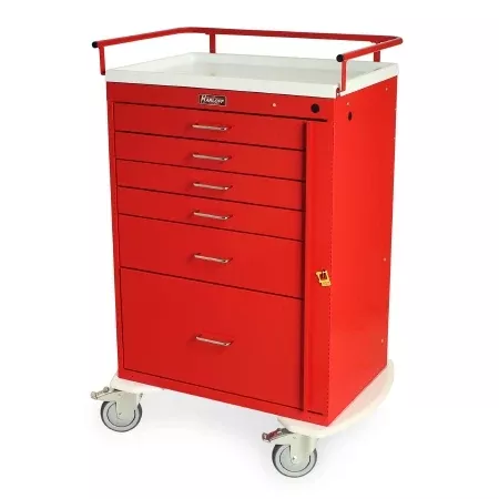 Harloff Emergency Cart Classic Line Floor Standing Stainless Steel 6 Drawers Breakaway Lock - M-420807-1798 | Each