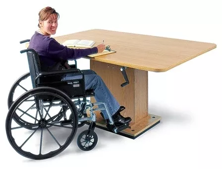 Hausmann Industries Work Table 29 to 41 X 36 X 60 Inch Natural Oak High Pressure Laminate 1-1/8 Inch Top Dimensions 250 lbs. Weight Capacity - M-551921-1307 | Each