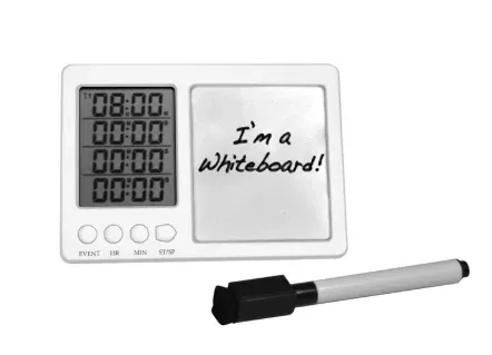 Heathrow Scientific LLC Timer with Whiteboard Count Up or Down to 24 Hours and 59 Minutes, 4 Timer Channels - M-1157512-2761 | Each